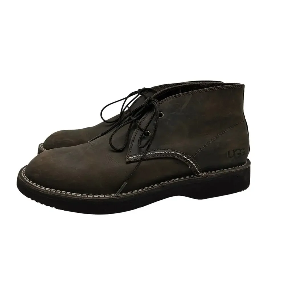 UGG Men's Camino Chukka Boots Size 10 Grizzly Brown Leather Lace Up Classic